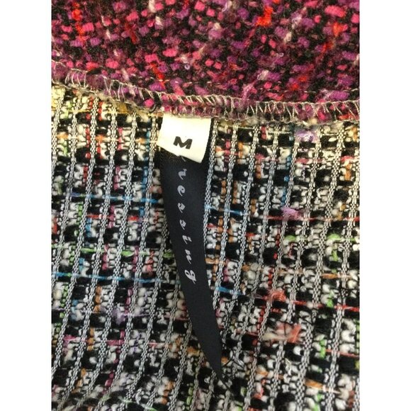 Dressing Women's Button Front Jacket Shawl Collar Tweed Patches Pearl Detail - Picture 5 of 7